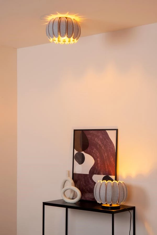 Lucide SPENCER - Lampe de table - Ø 30 cm - 1xE27 - Gris - ambiance 2